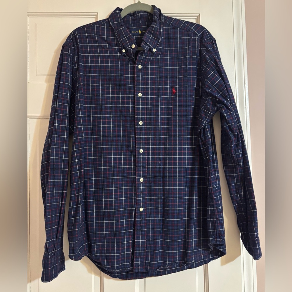 Polo by Ralph Lauren Navy Plaid Button-Down Long Sleeve Shirt XL